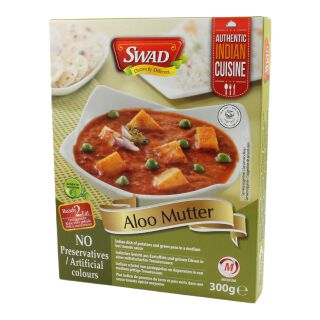 Swad Aloo Mutter Ready Meal, Potatoes & Green Peas In Medium Hot Tomato Sauce 300g