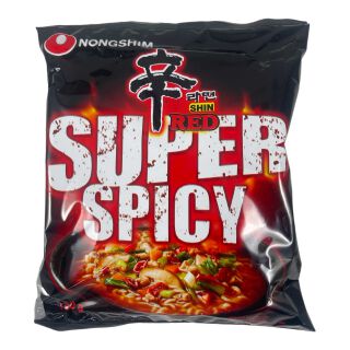 Shin Red 
Instant Noodle Soup Super Hot Nong Shim 120g