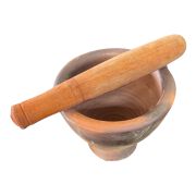 Laos Stone Mortar With Pestle (Wood) L