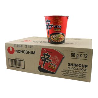 NongShim Shin Ramyun, Hot & Spicy Instant Nudeln im Becher, 12x68g 816g