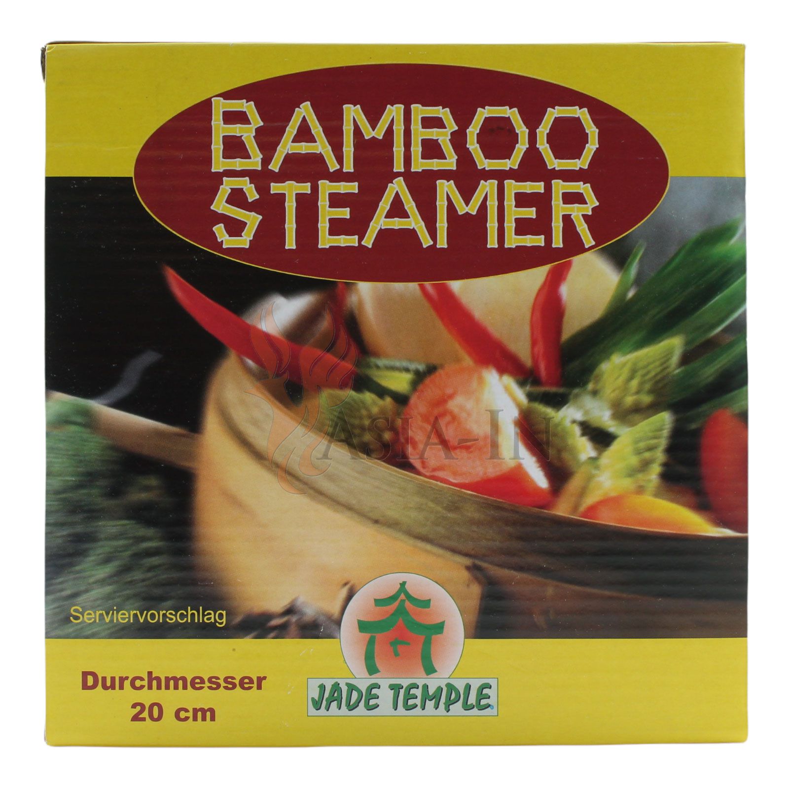 amortiguadores de bambú Jade Temple 20cm Bamboo Steamer set 3 piezas 2 canastas +1 tapa 