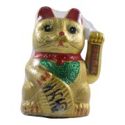 NF Moving Lucky Cat, gold coloured 17,5cm