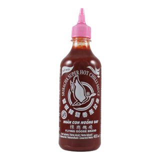 Sriracha 
Chilisaus Super Heet, Zonder Glutamaat Flying Goose 455ml