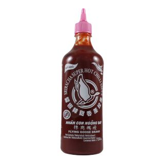 Sriracha 
Chilisaus Super Heet, Zonder Glutamaat Flying Goose 730ml